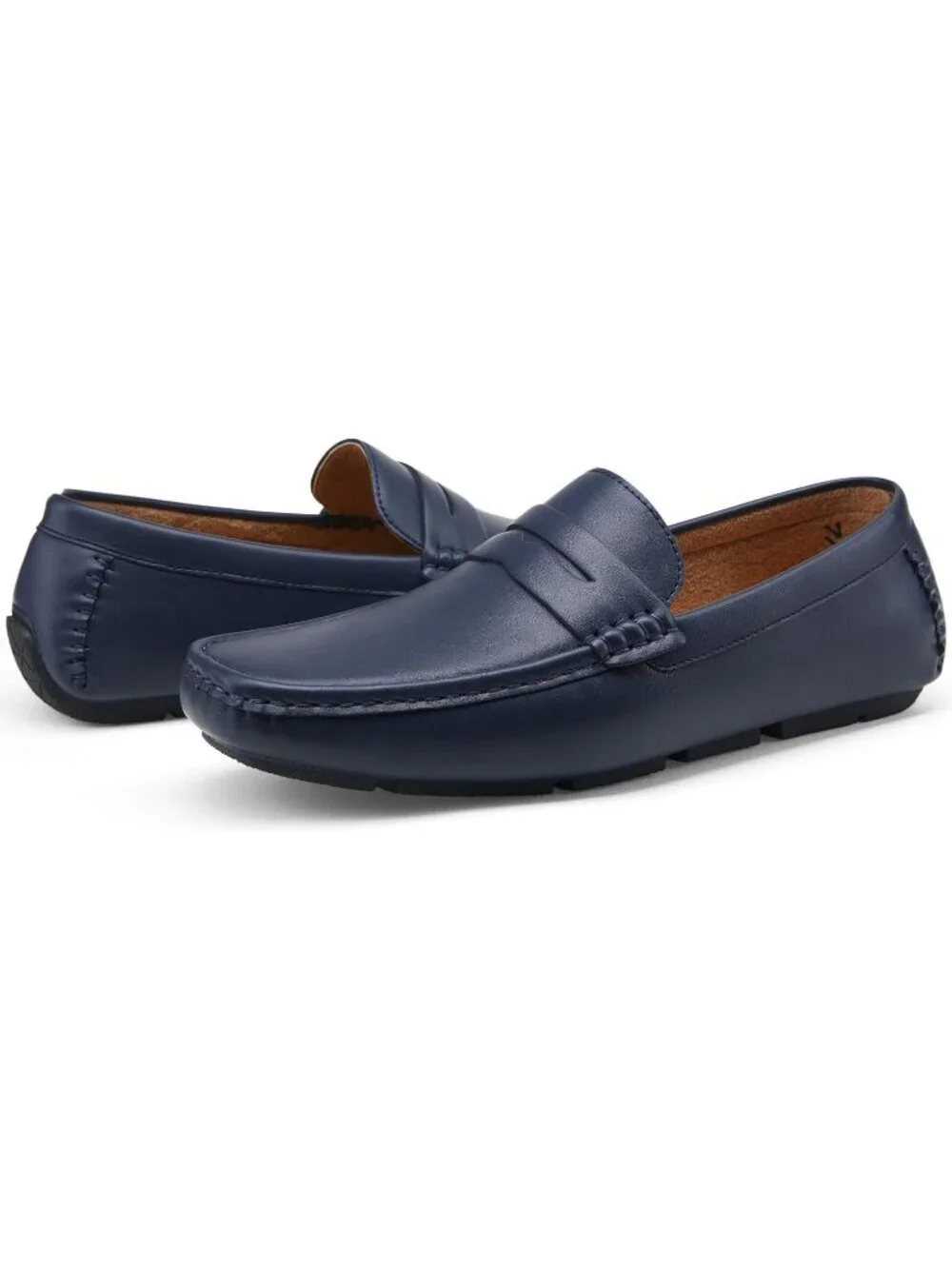 Jousen Men's Navy Classic Penny Loafer Slip On Lightweight Casual Driving Shoes